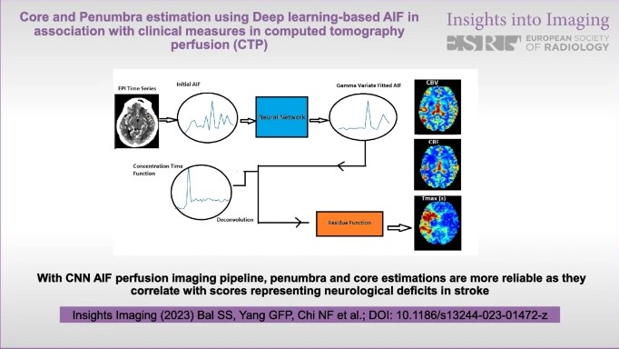Core and penumbra estimation using deep learning-based AIF in association with clinical measures in computed tomography perfusion (CTP)